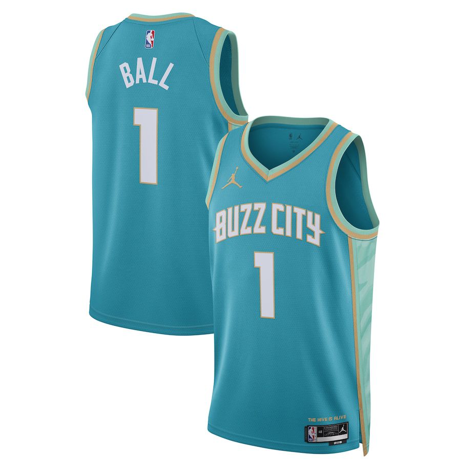 Men Charlotte Hornets #1 LaMelo Ball Jordan Brand Teal City Edition 2023-24 Swingman NBA Jersey->charlotte hornets->NBA Jersey